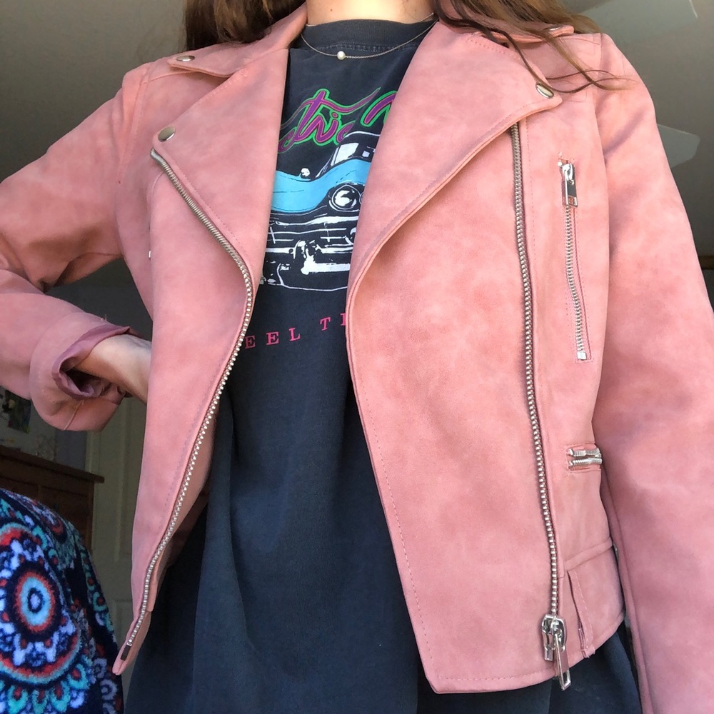 Pink faux leather jacket